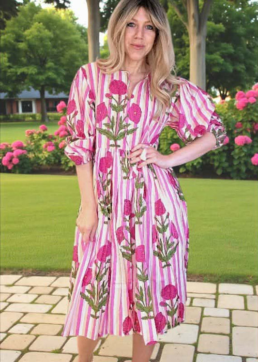Pink Dahlia stripes medium